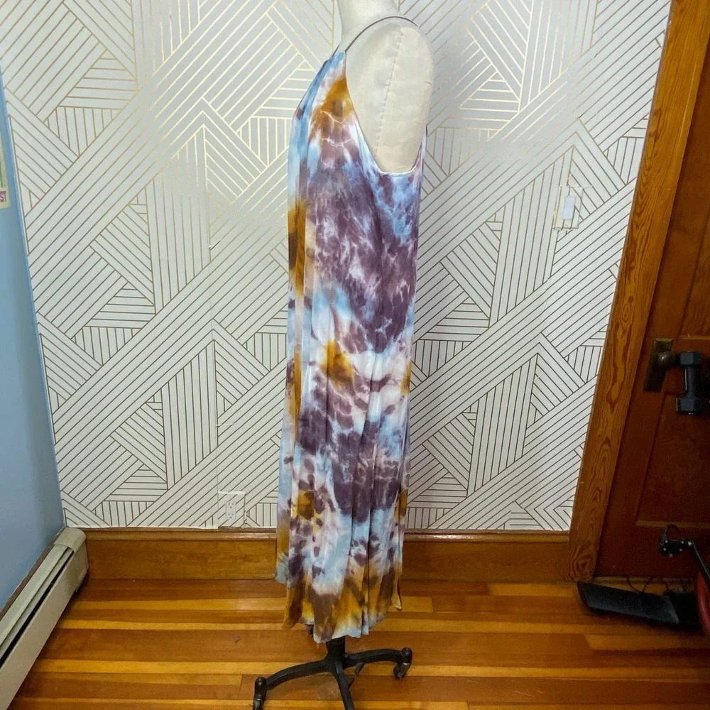 Young Fabulous & Broke Elie Trapeze Orange Blue White Maxi Dress Size Medium - Picture 6 of 12